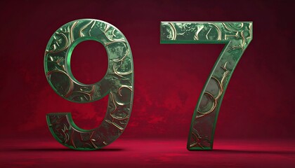 Emerald numbers on a crimson background