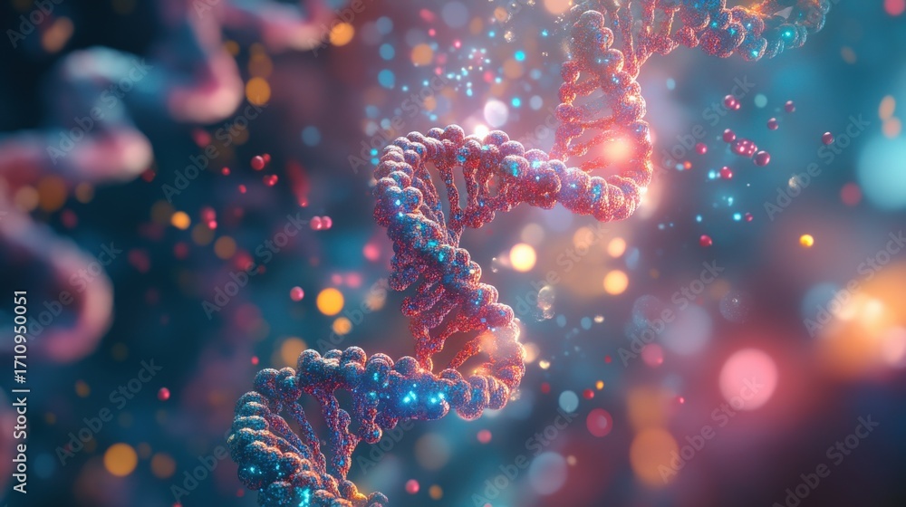 Poster detailed 3d rendering of a dna helix.