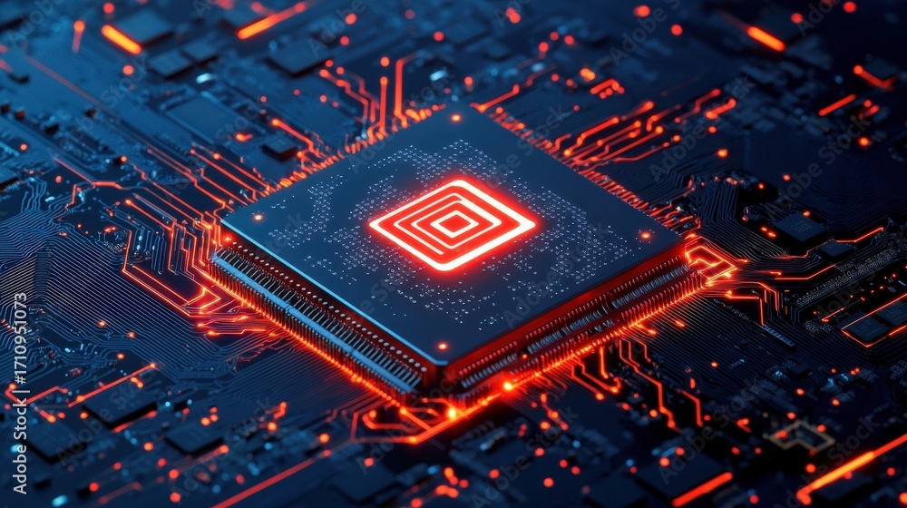 Poster close-up of a central processing unit on a circuit board.