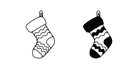 Christmas Stocking Vector. Holiday Decoration Clipart, Festive Christmas Sock Illustration. Holiday Vector Design