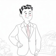 Cartoon man in a suit with a tie male gentleman