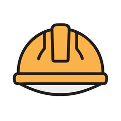 Illustration of yellow hard hat construction safety helmet for industrial worker protection gear