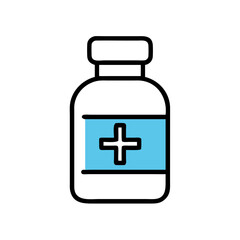 Obraz premium Illustration of medical bottle with plus sign for healthcare and pharmaceutical concepts design