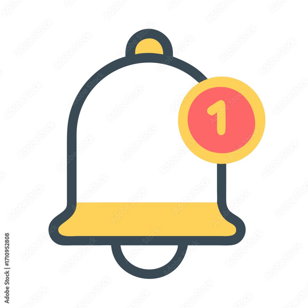 Aufkleber notification bell icon with number one for new message alert and reminder concept design