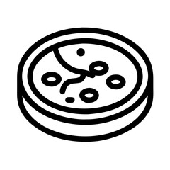 Petri dish with bacteria culture vector icon for microbiology research and science experiments use 90