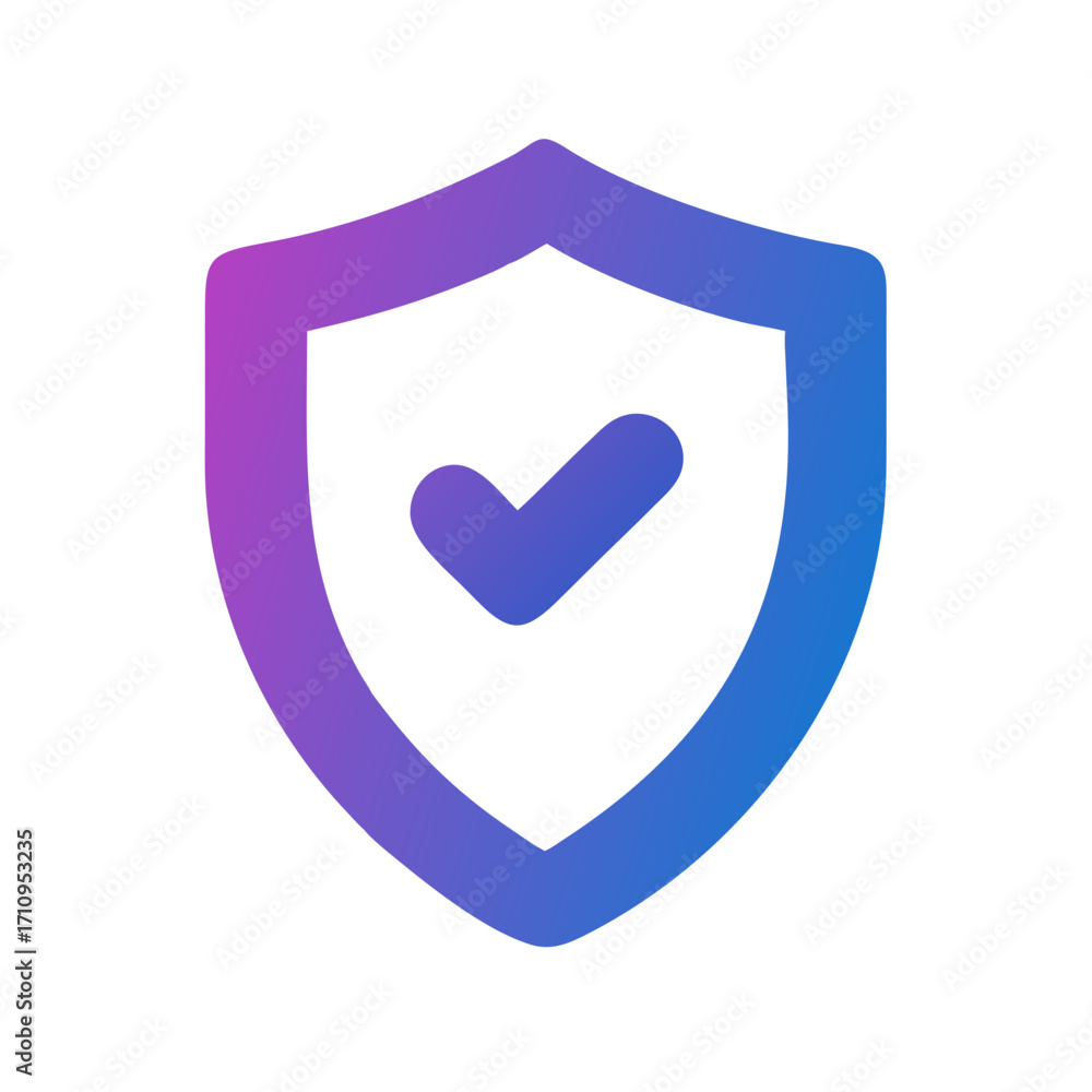 Poster security shield icon vector illustration for protection and verified badge with checkmark symbol des