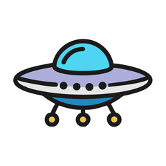 Cartoon ufo flying saucer illustration alien spaceship vector graphic design for kids and adults
