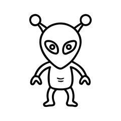 Alien drawing simple vector illustration for kids coloring page cute space creature outline art design