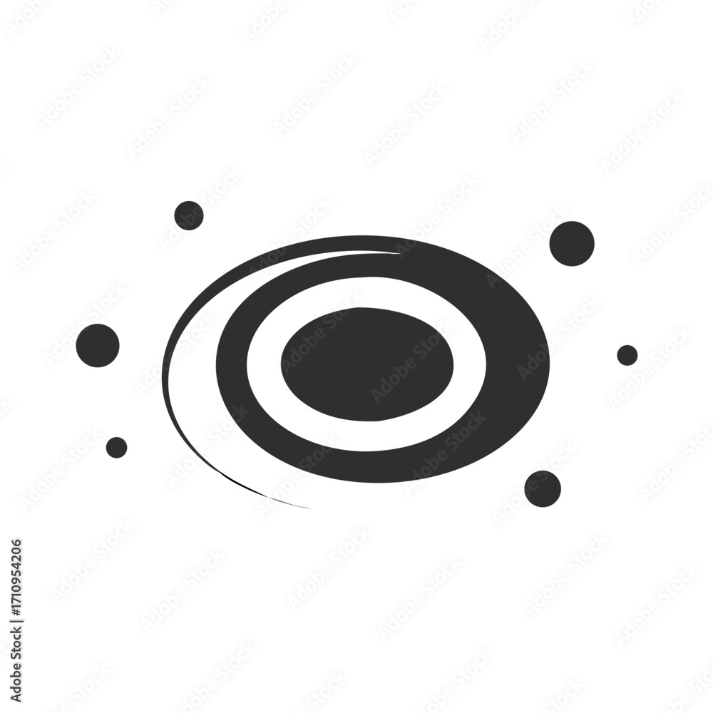 Poster Abstract galaxy illustration vector design with swirling arms and orbiting planets isolated vector