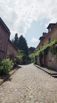 Picturesque village of Gerberoy in France architecture and cityscape. Tourist points with beautiful urban landscapes in Europe.