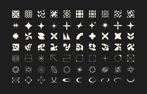 set of line abstract wave fluid shapes form elements. collection of circle geometric y2k brutalism futuristic abstract liquid black forms, design for card, invitation, wallpaper, poster	