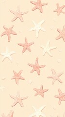 Colorful starfish scattered on a light background, creating a vibrant marine-inspired pattern