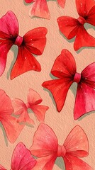 Colorful collection of artistic ribbons on a textured background showcasing various shades of red and pink