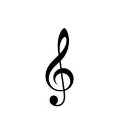 Single Treble Clef Music Note Icon: Solid Black on White Background