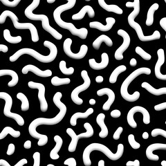 Abstract pattern of transparent white shapes on a solid black background creating a dynamic visual effect in modern design