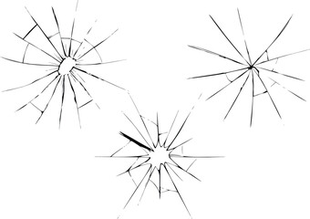 broken glass with cracked texture on a white background For Creative design. glass effects featuring jagged broken lines, impact cracks, fissures, and smashed textures.