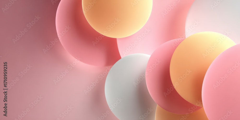 Aufkleber abstract pastel spheres backgro: a visually captivating array of soft, pastel-colored spheres float 