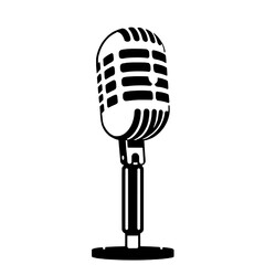 Fototapeta premium Retro Microphone Icon: Single, Solid Black, Vintage Style on White Background