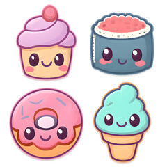 Kawaii Food Illustration: Cupcakes, Sushi, Donuts, Ice Cream