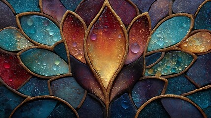 Intricate stained glass mandala with glowing accents and jewel tones high resolution image