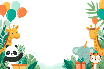 Colorful Animal Party Illustration