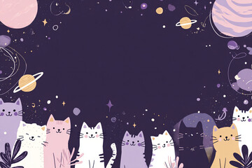 Whimsical Cats in Space