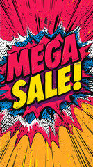 Vibrant Comic Style Mega Sale Poster
