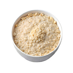 White bowl filled with crushed oats and small nut pieces