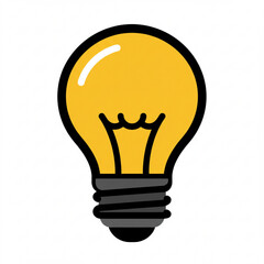 Illustration of a bright yellow light bulb isolated on a