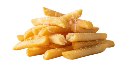 Crispy golden french fries seasoned with salt isolated on a black background delicious fast food snack