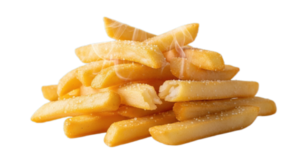 Crispy golden french fries seasoned with salt isolated on a black background delicious fast food snack