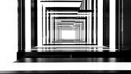 Futuristic Black and White Corridor &ndash; Abstract Symmetrical Architecture Design