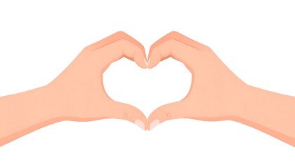 Two hands form a heart shape against a plain white background, showcasing a simple and affectionate gesture.