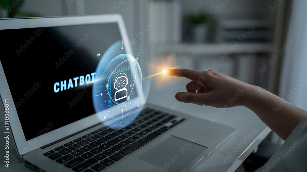 Poster ai chatbot technology for automated customer service and communication. this virtual assistant provi