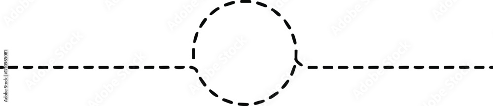 Poster circular dashed line connector with horizontal dashed lines vector illustration design for graphic r