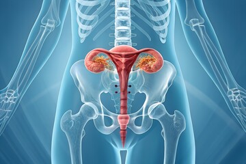  Female Reproductive System Anatomy: Uterus, Ovaries, Fallopian Tubes & Pelvis. Diagram of Woman's Internal Organs for Education & Medical Use.