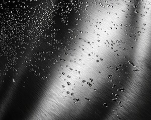 Abstract metallic surface with water droplets