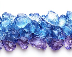 Close-up of vibrant blue and purple ice cubes