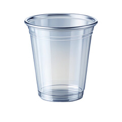 Transparent plastic cup isolated on white background
