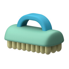 Adorable Cartoon Cleaning Brush Pastel Green and Blue Cleaning Tool Illustration
