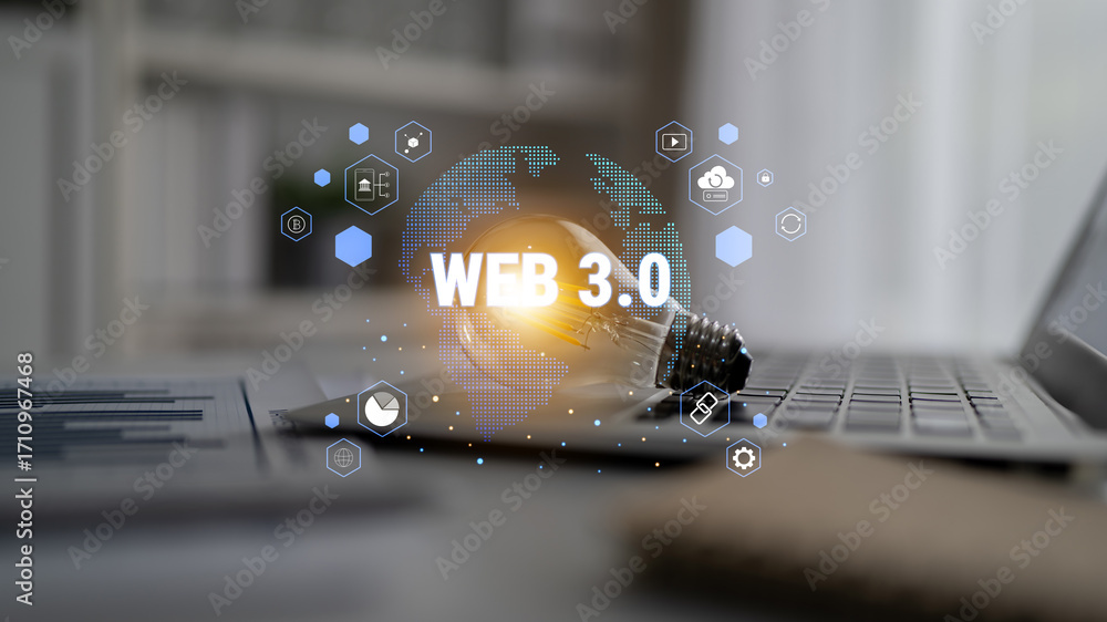 Poster a map of global web 3.0 decentralized applications and services. the ecosystem includes cryptocurren