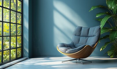 Modern armchair in a sunlit room