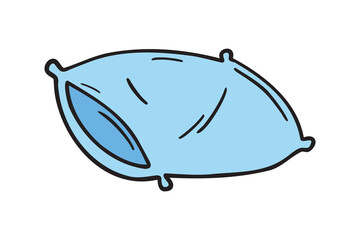 blue cartoon pillow icon doodle hand drawn. pillow drawing clipart symbol