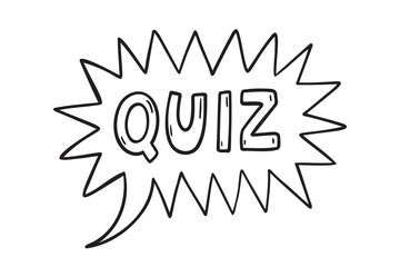 quiz symbol speech bubble emblem icon doodle hand drawn. Outline line drawing clipart symbol