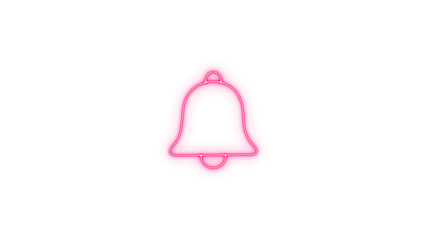 Illustration of pink neon bell icon isolated on transparent background, symbolizing notification and alert