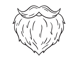 white beard Santa christmas or for grandpa icon doodle hand drawn. Outline line drawing clipart 