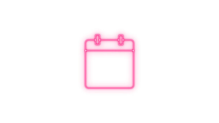 Illustration of pink neon calendar icon isolated on transparent background, representing scheduling, planning, and time management for digital applications