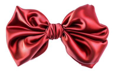 Silky red ribbon bow emoji designed with smooth texture symbolizing celebration decoration gift wrapping and festive occasions in digital or print use isolated on transparent background PNG