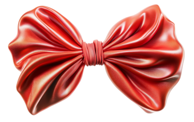 Glossy red ribbon bow illustration representing a decorative emoji style element perfect for party designs holiday greetings and celebratory visuals isolated on transparent background PNG