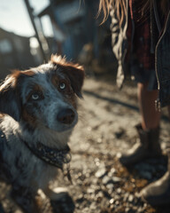Joyful moments with a playful dog during a sunny afternoon adventure